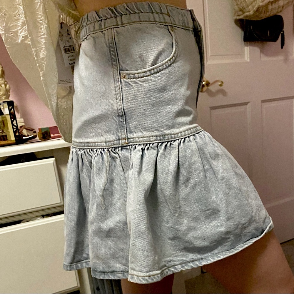 Topshop pleated denim skirt
